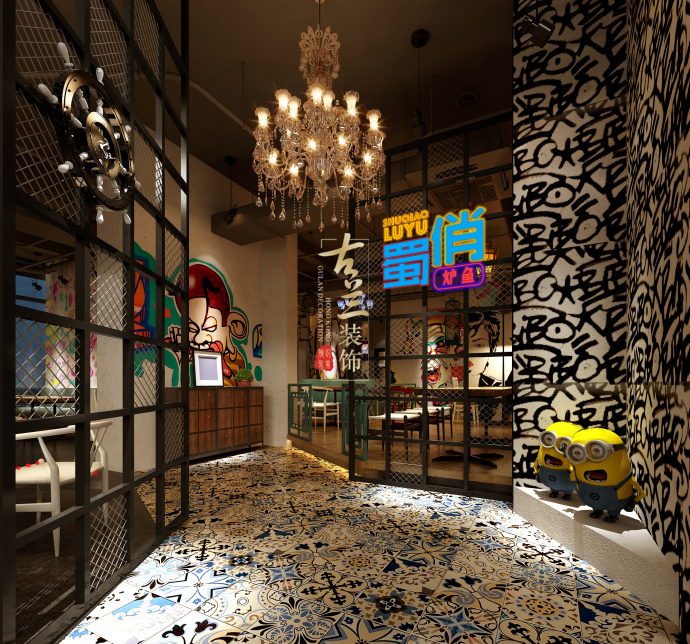 原創(chuàng)作品:眉山蜀俏烤魚吧裝修設計-成都烤魚吧裝修設計,成都燒烤店裝修設計,眉山烤魚吧裝修設計