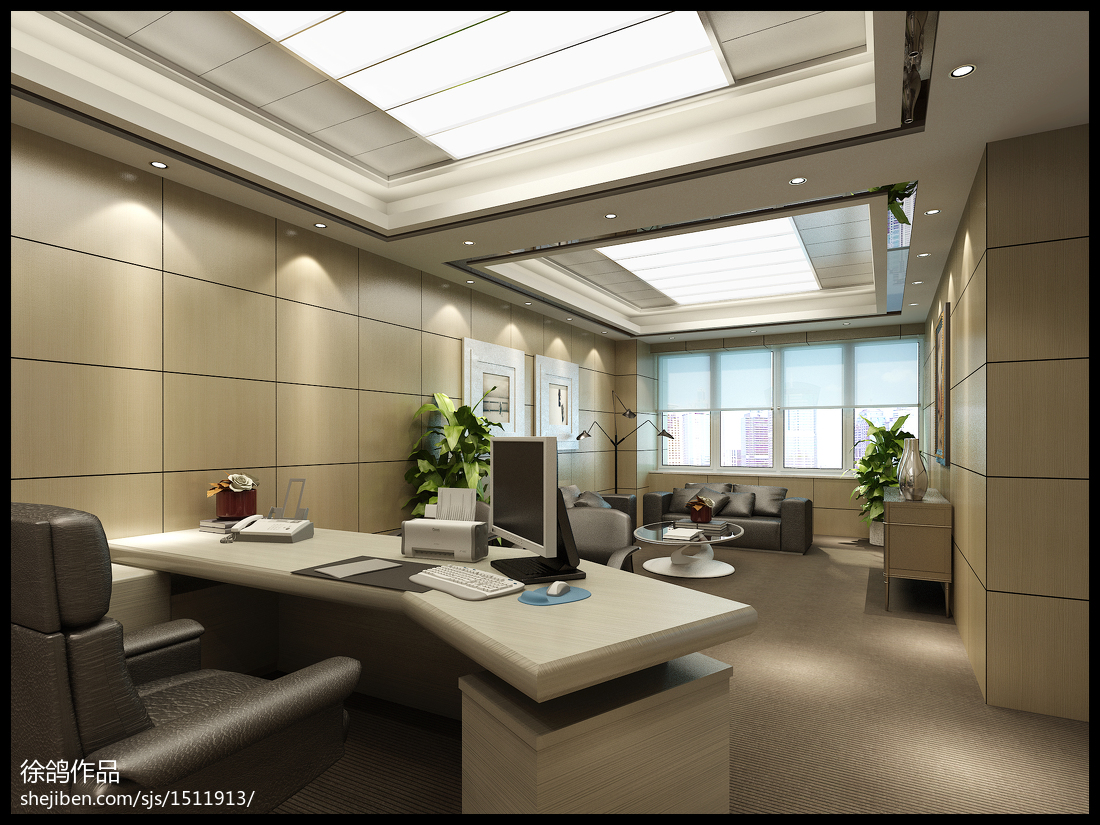 辦公室_現(xiàn)代簡約風(fēng)工裝室內(nèi)設(shè)計(jì) 辦公室 吊頂燈池 沙發(fā)會(huì)客區(qū) 照片墻 家居裝修設(shè)計(jì)3000例 &ndash; 設(shè)計(jì)本裝修效果圖